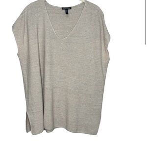 Eileen Fisher | V-neck Organic Linen & Cotton Tunic Lightweight Sweater